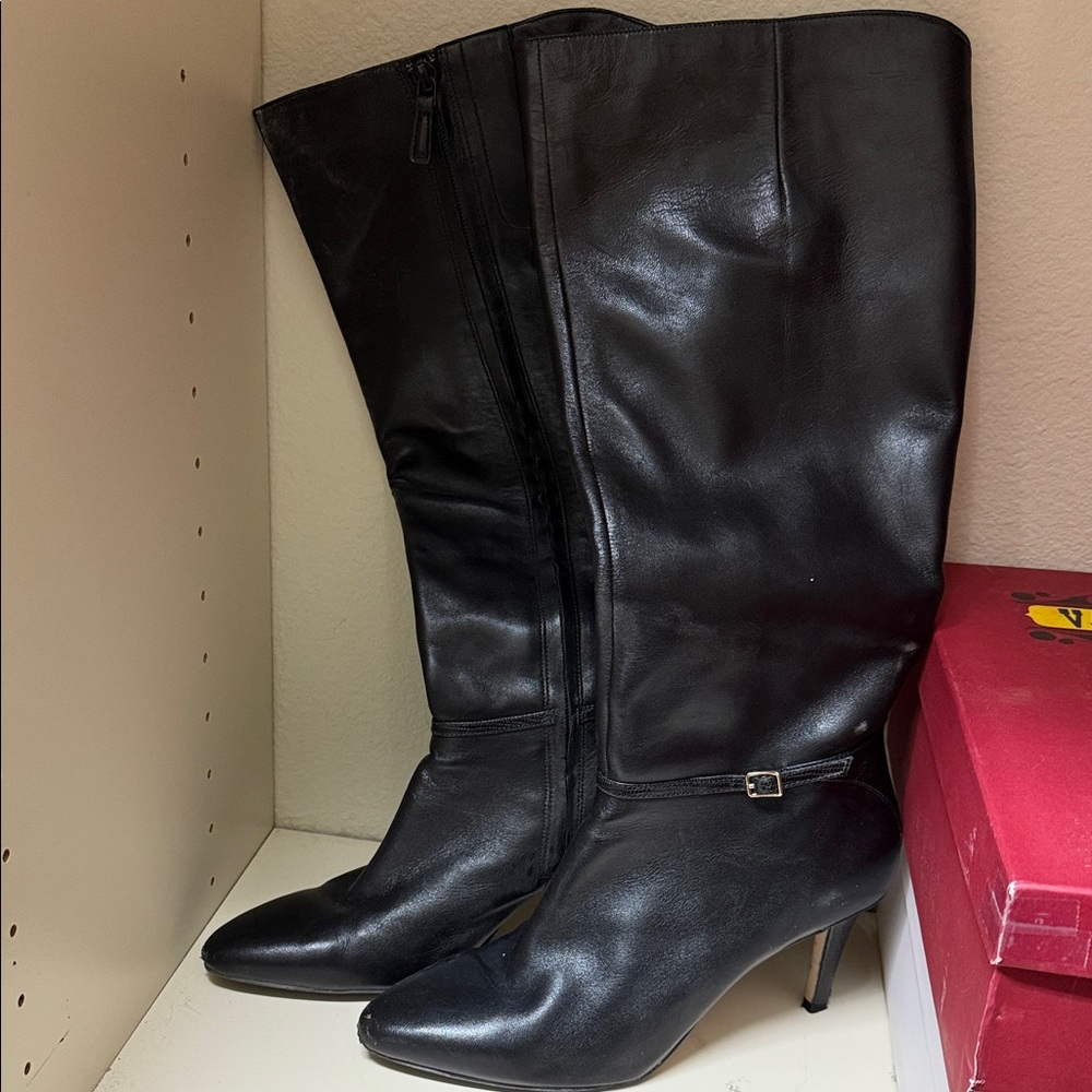 Cole Haan Black Leather Heeled Boots